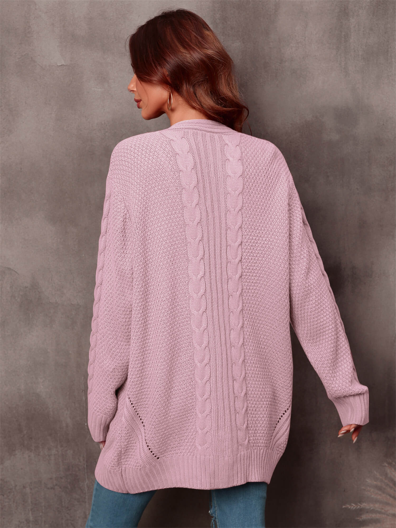 Angel Wings Warm Fall Mixed Knit Open Front Longline Cardigan