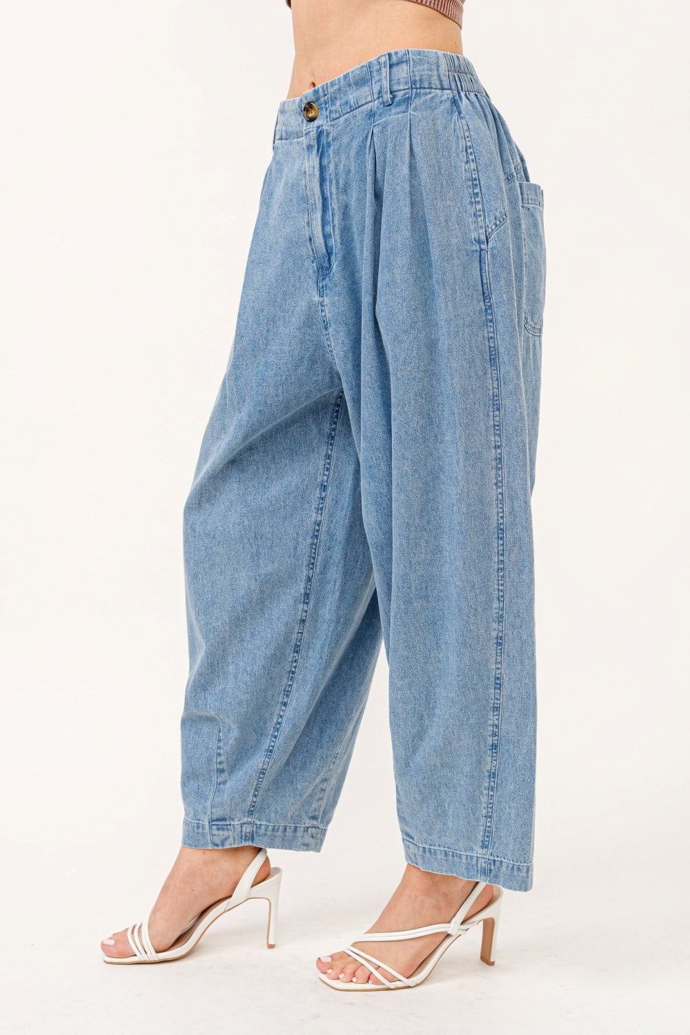 And The Why Elastic Back Pleated Baggy Jeans