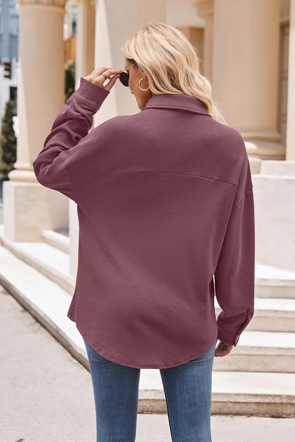 Mandy Collared Neck Dropped Shoulder Shirt